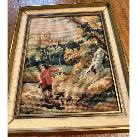 Vintage Tapestry Needlepoint Hand Stitched Old Master Completed Petit Point‎ - Picture 7 of 11